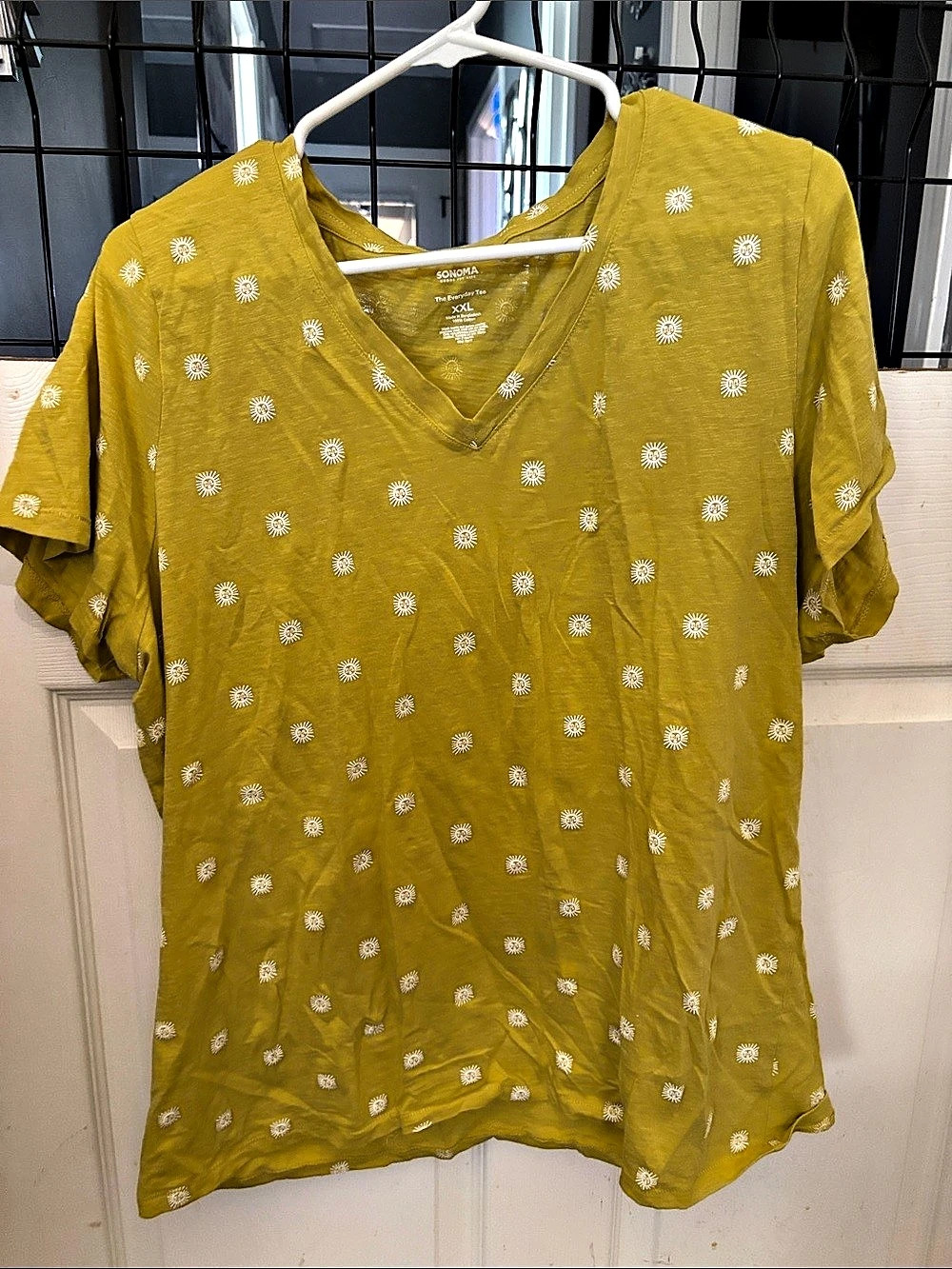 Sonoma The Everyday Tee Floral Short Sleeve Tee XXL Yellow Cotton